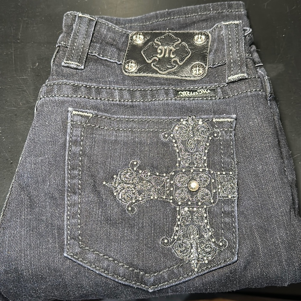 Goth cross miss me jeans